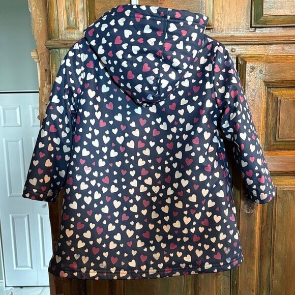 Hatley Heart Pattern sherpa lined Raincoat - Navy and Pink - Picture 4 of 4